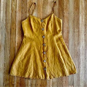 UO Button-Down Strappy Back Linen Dress